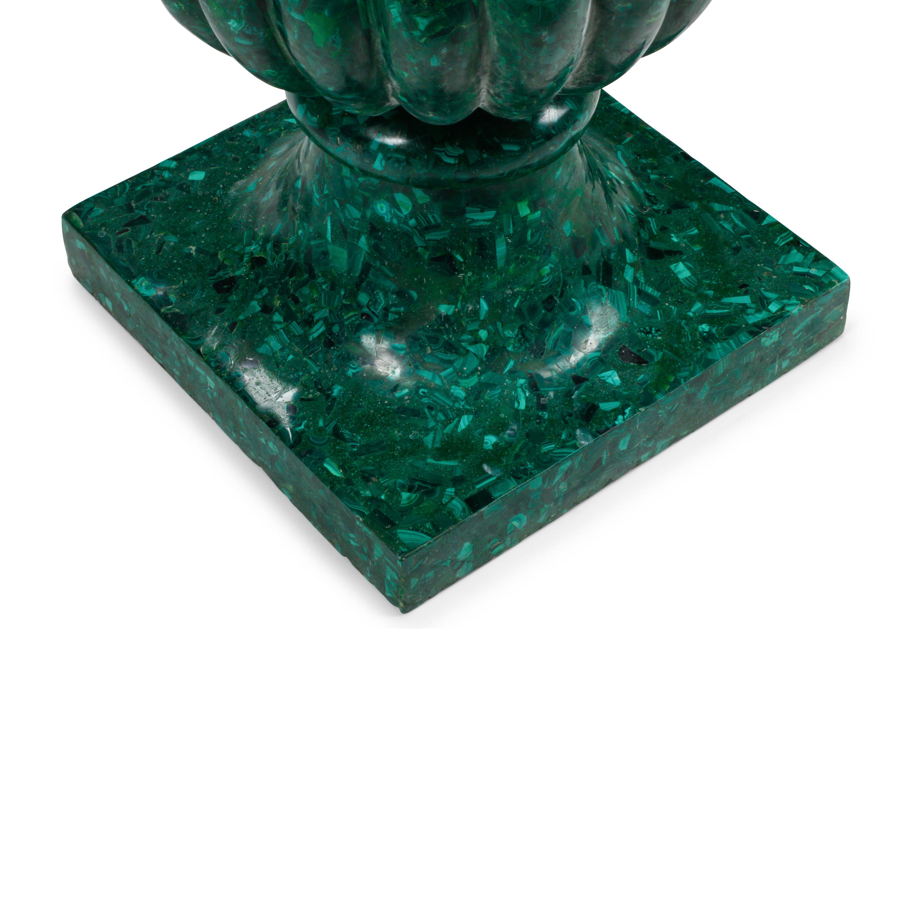 A Large Malachite Veneered Urn