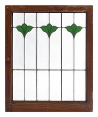 A Leaded Glass Window Height 33 1/2 x width 26 1/2 inches.