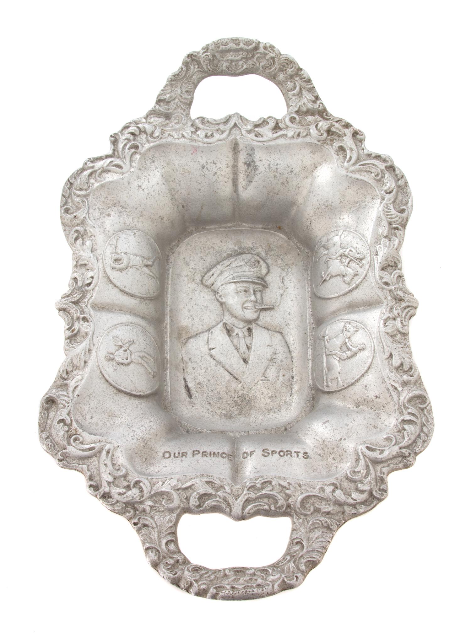 A George II Style Cast Aluminum Tray Height 2 1/2 x length 12 1/4 inches. — CIRCA 1925