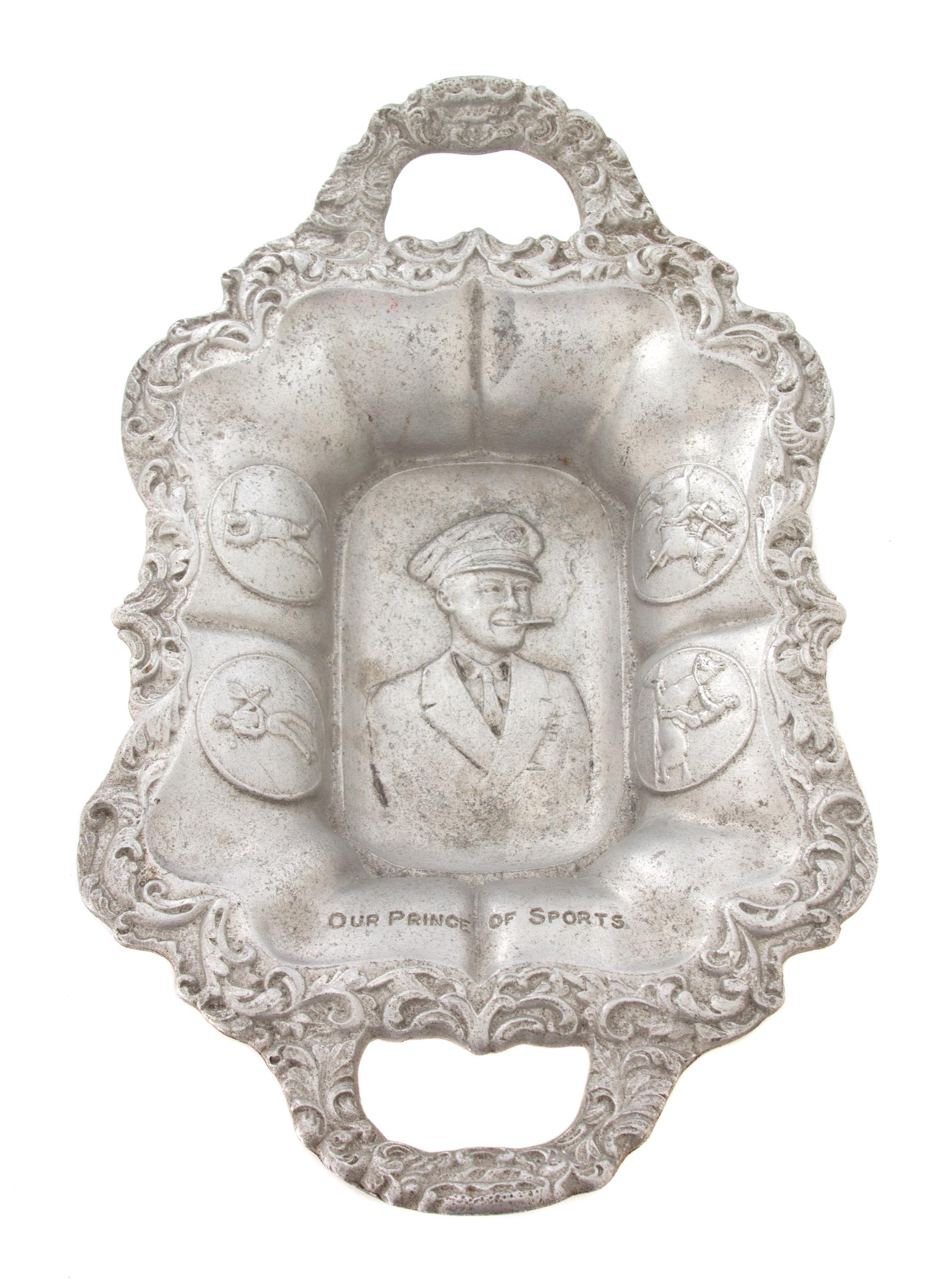 A George II Style Cast Aluminum Tray Height 2 1/2 x length 12 1/4 inches. — CIRCA 1925