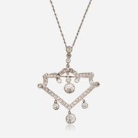 An Art Deco Platinum, Diamond, and 14K White Gold Necklace