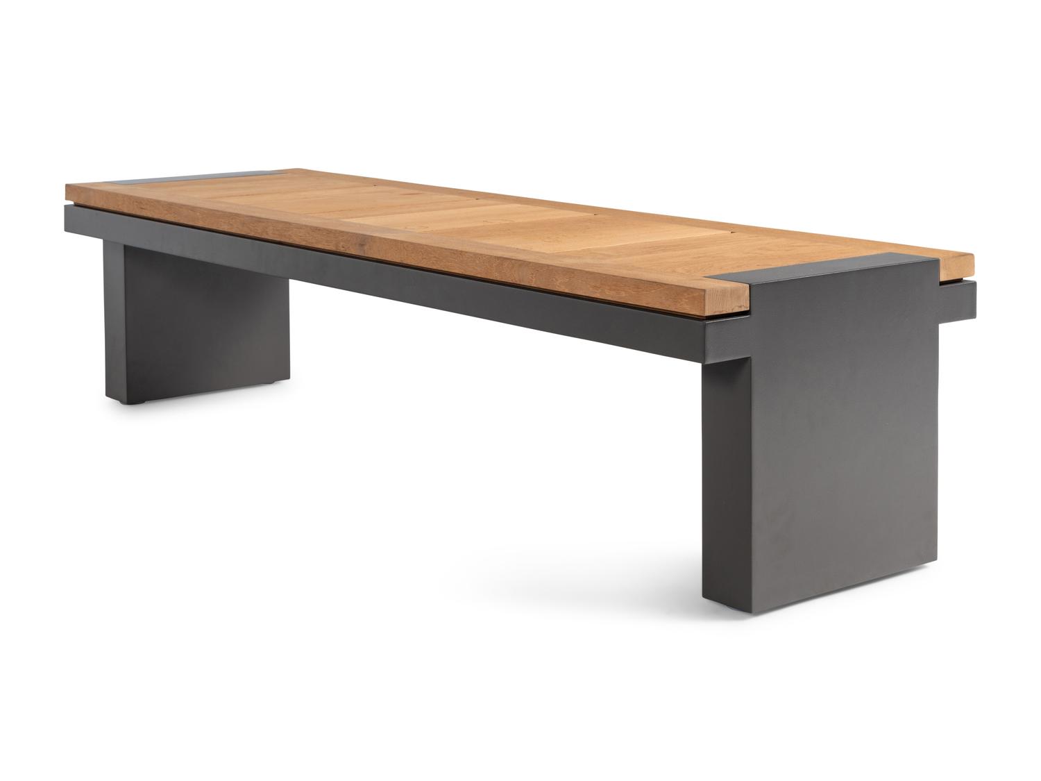 A Pair of Contemporary Painted Metal and Beech Benches