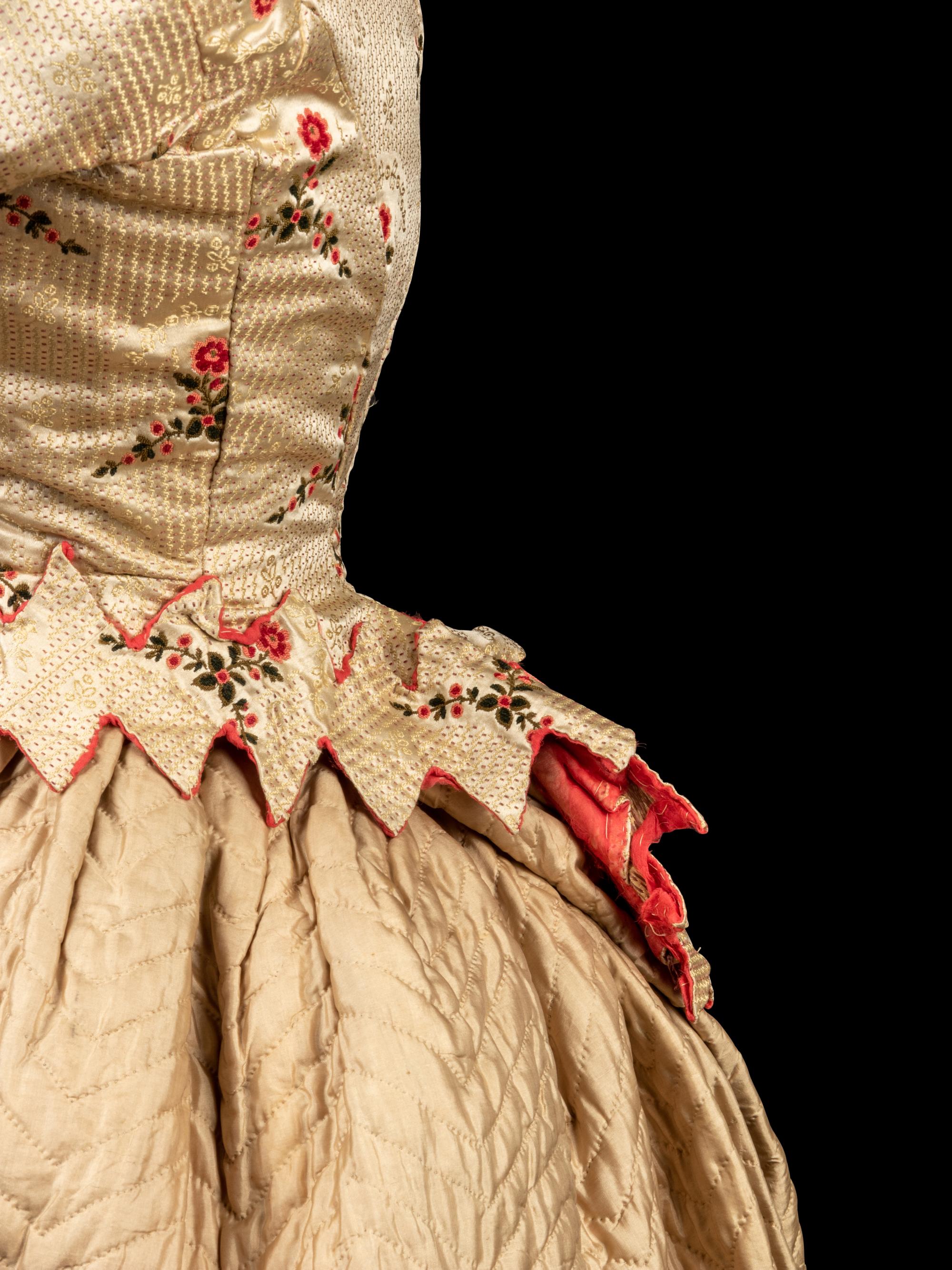 Two Mid-Victorian Items: Bodice and Quilted Petticoat, 1850-70s
