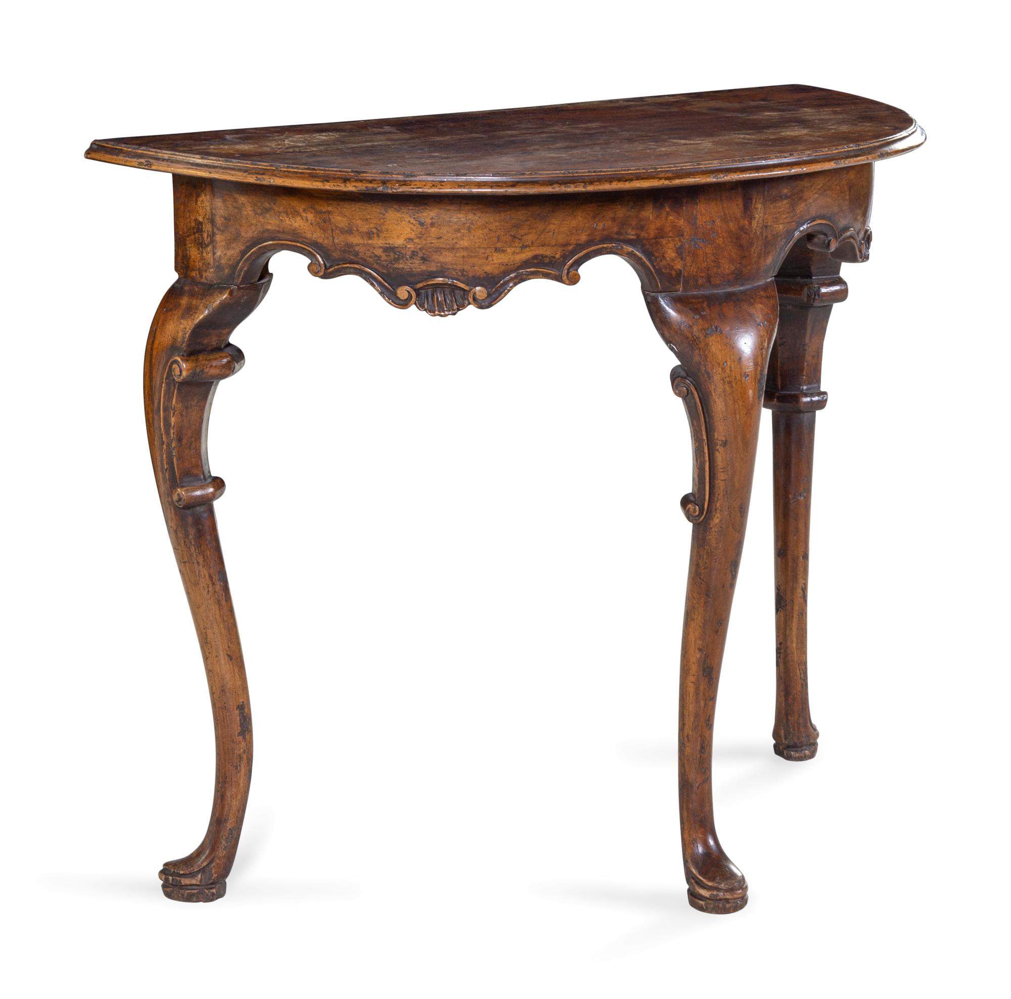 An Italian Carved Walnut Console Table