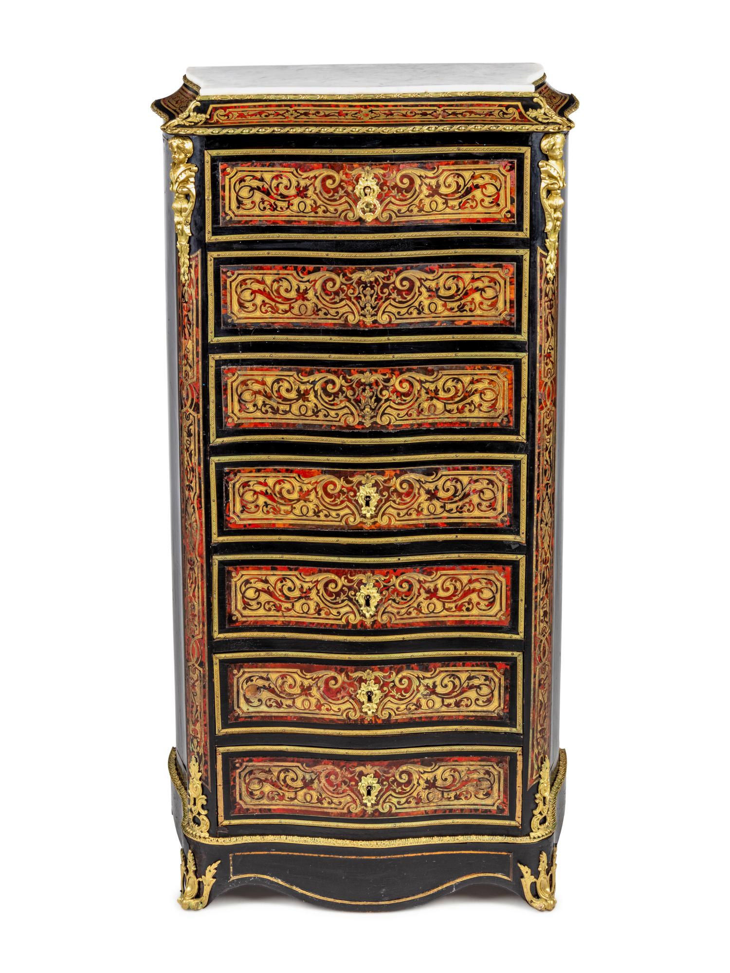 A Napoleon III Boulle Marquetry Semainier