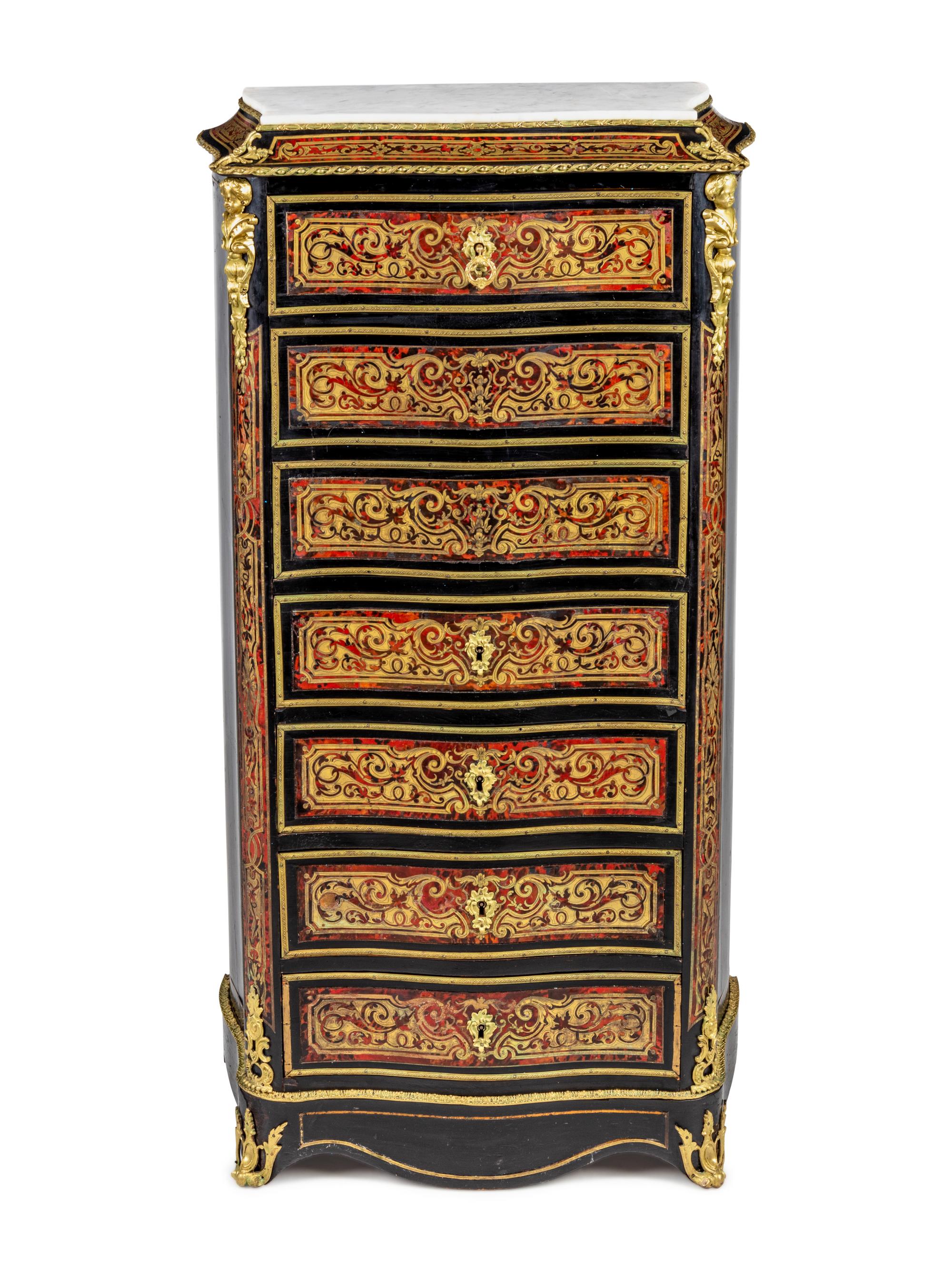 A Napoleon III Boulle Marquetry Semainier