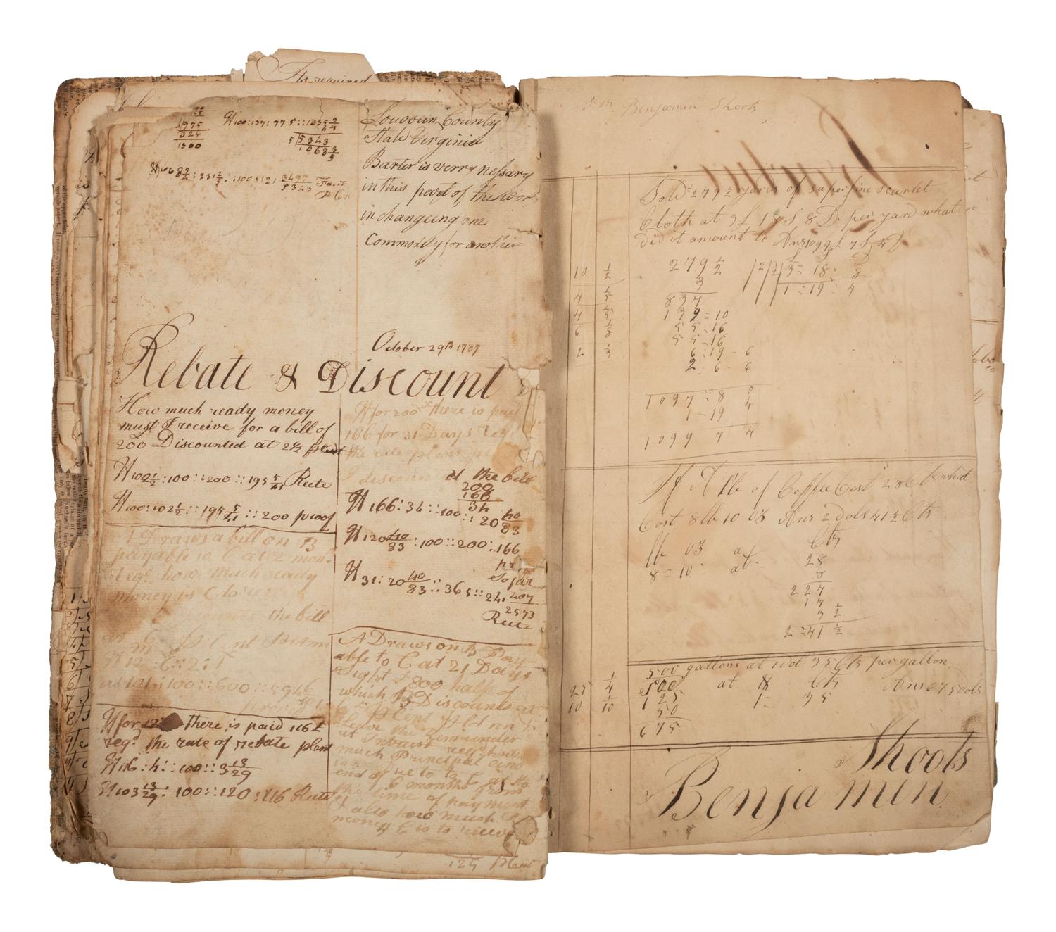 [AMERICANA]. SHOOTS, Joseph (1771-1855). Two early arithmetic lesson books, late 1700s-early 1800s.