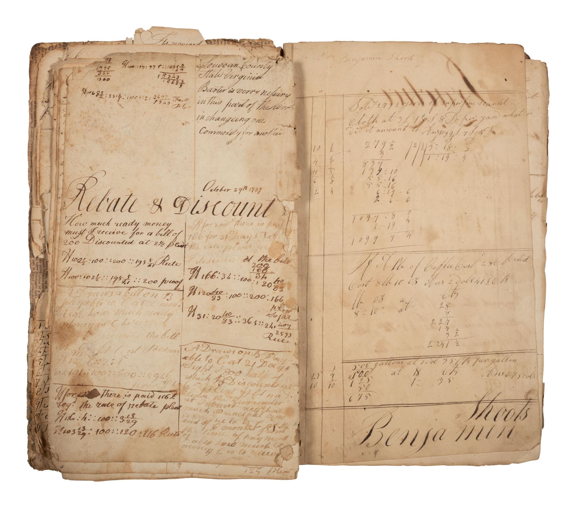 [AMERICANA]. SHOOTS, Joseph (1771-1855). Two early arithmetic lesson books, late 1700s-early 1800s.