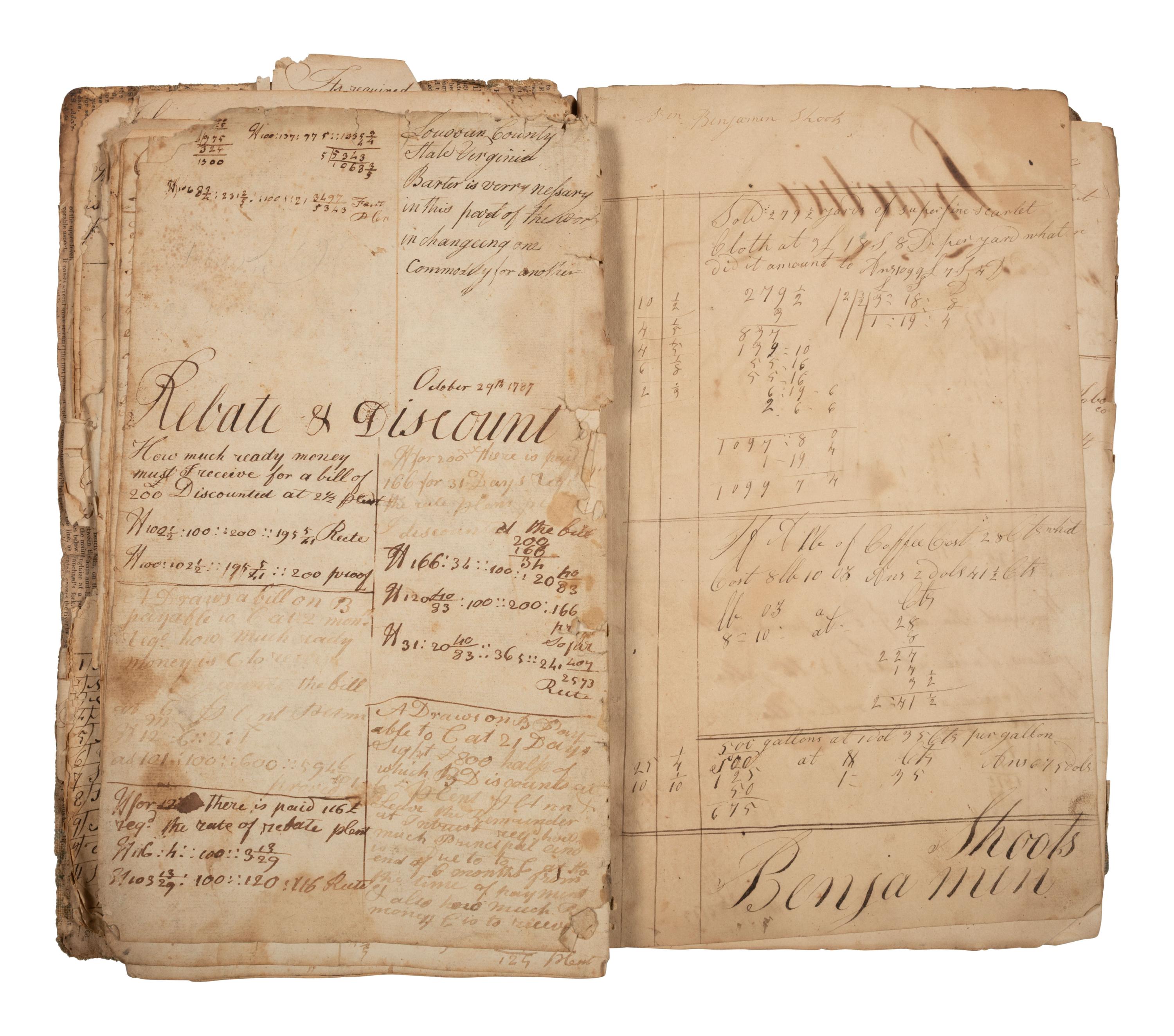 [AMERICANA]. SHOOTS, Joseph (1771-1855). Two early arithmetic lesson books, late 1700s-early 1800s.