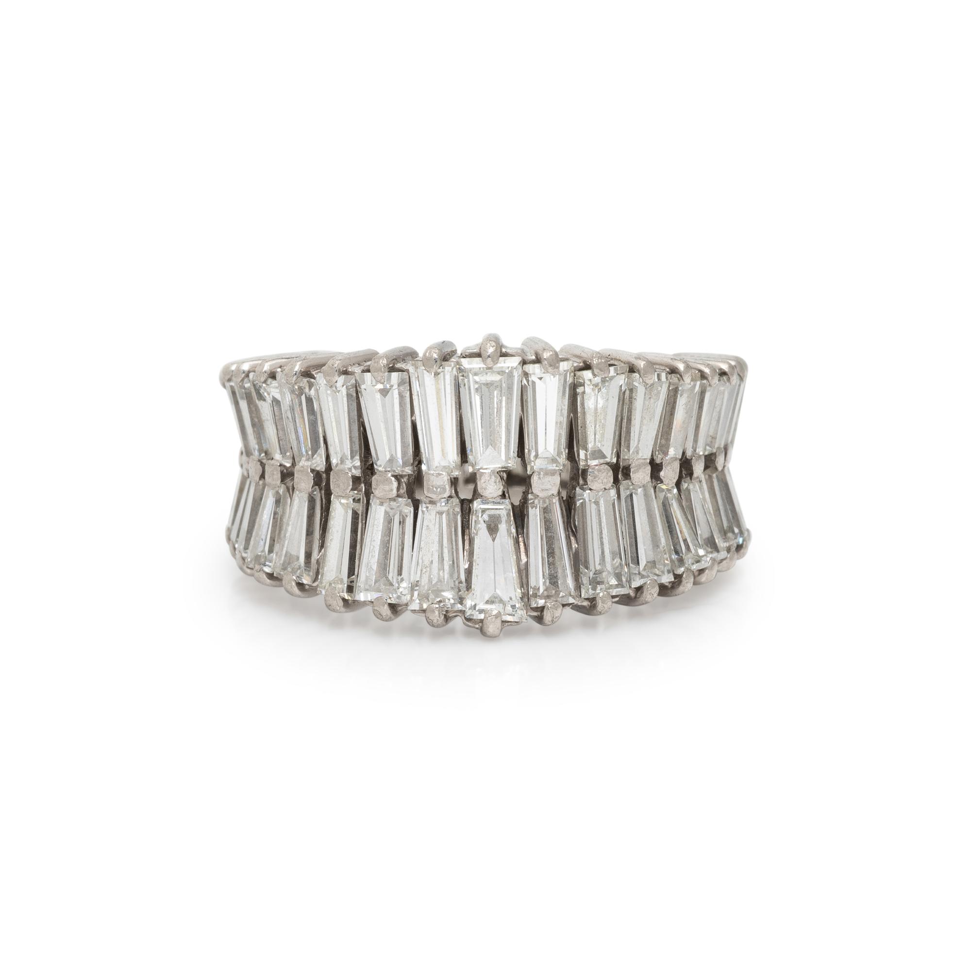 TAPERED BAGUETTE DIAMOND AND PLATINUM RING