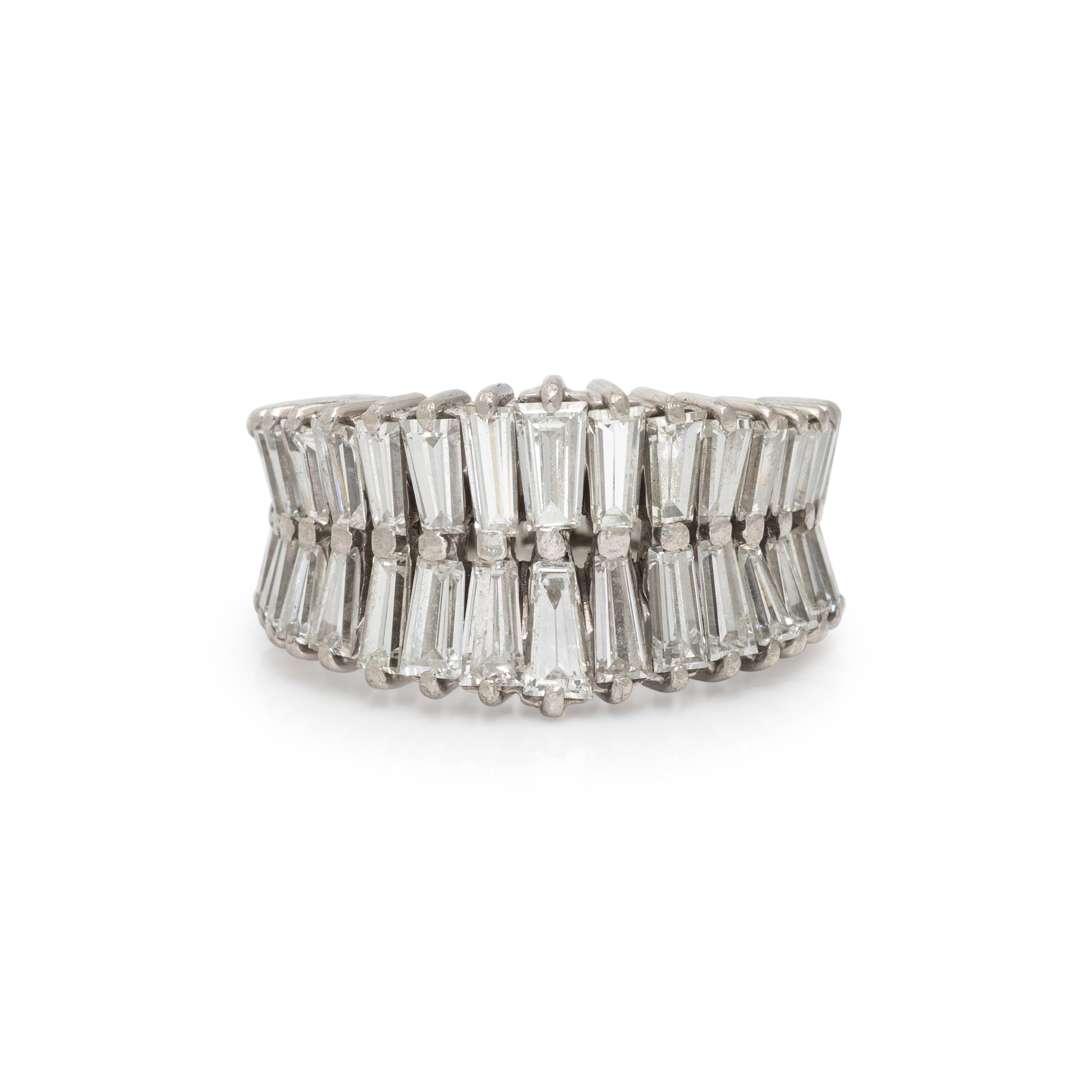 TAPERED BAGUETTE DIAMOND AND PLATINUM RING