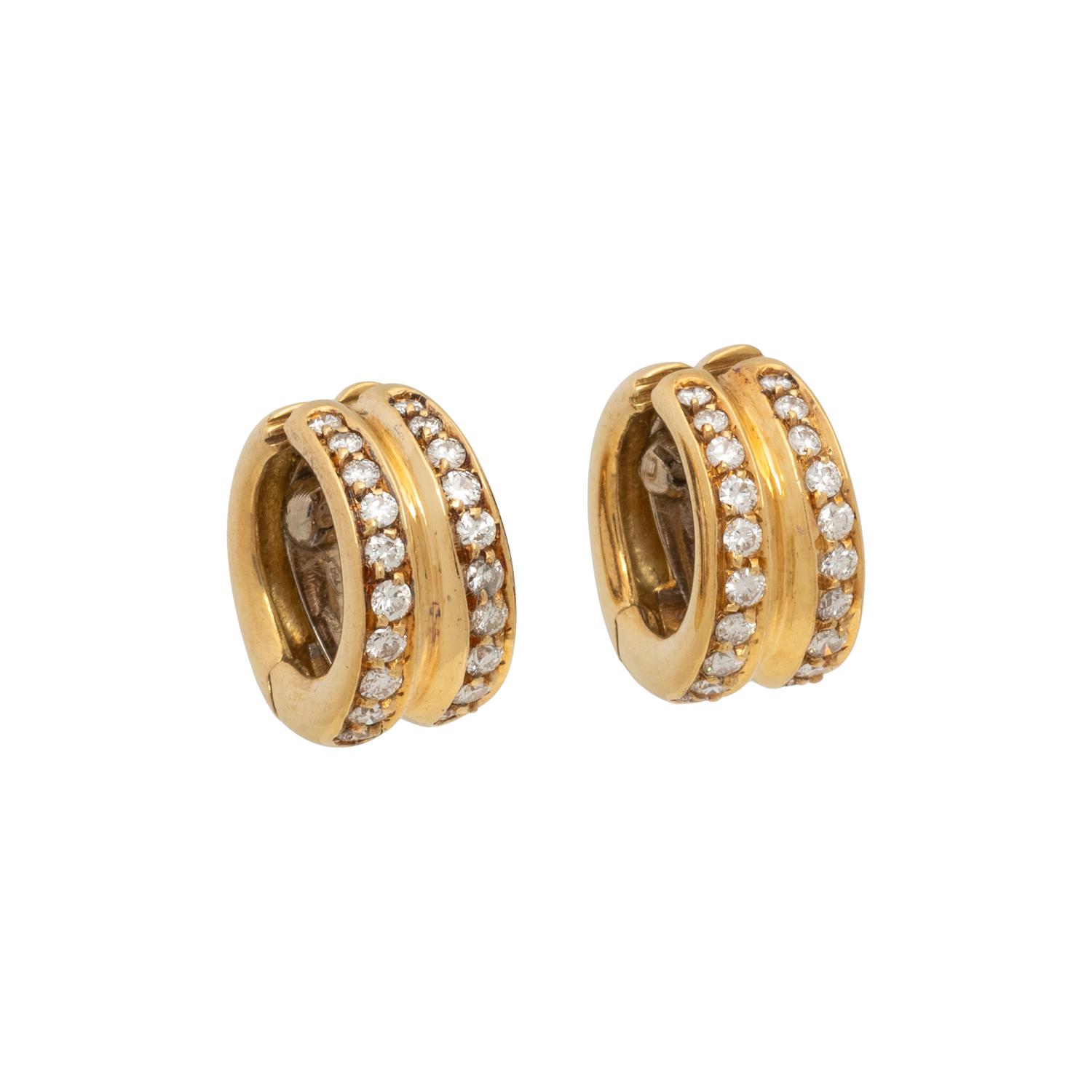YELLOW GOLD AND DIAMOND HOOP EARRINGS