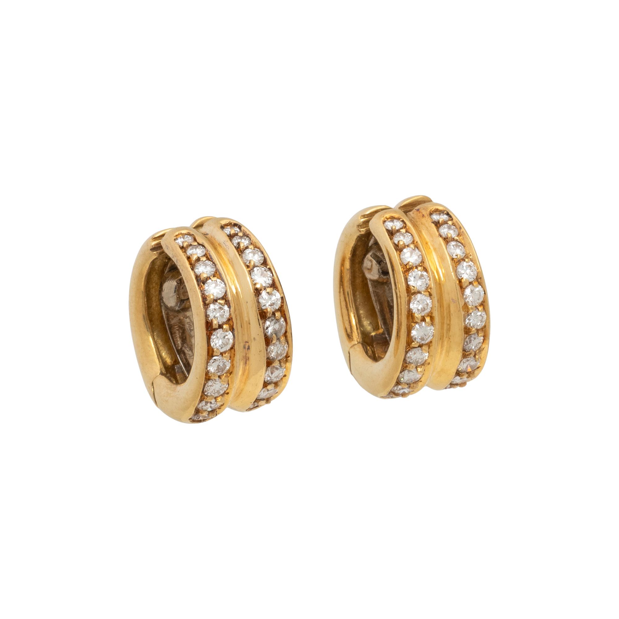 YELLOW GOLD AND DIAMOND HOOP EARRINGS