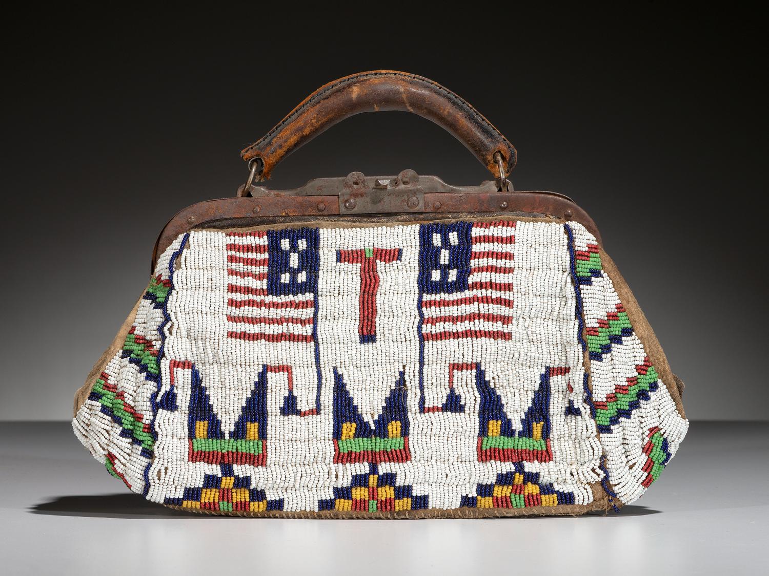 Sioux Beaded Hide Doctor's Bag, with American Flags