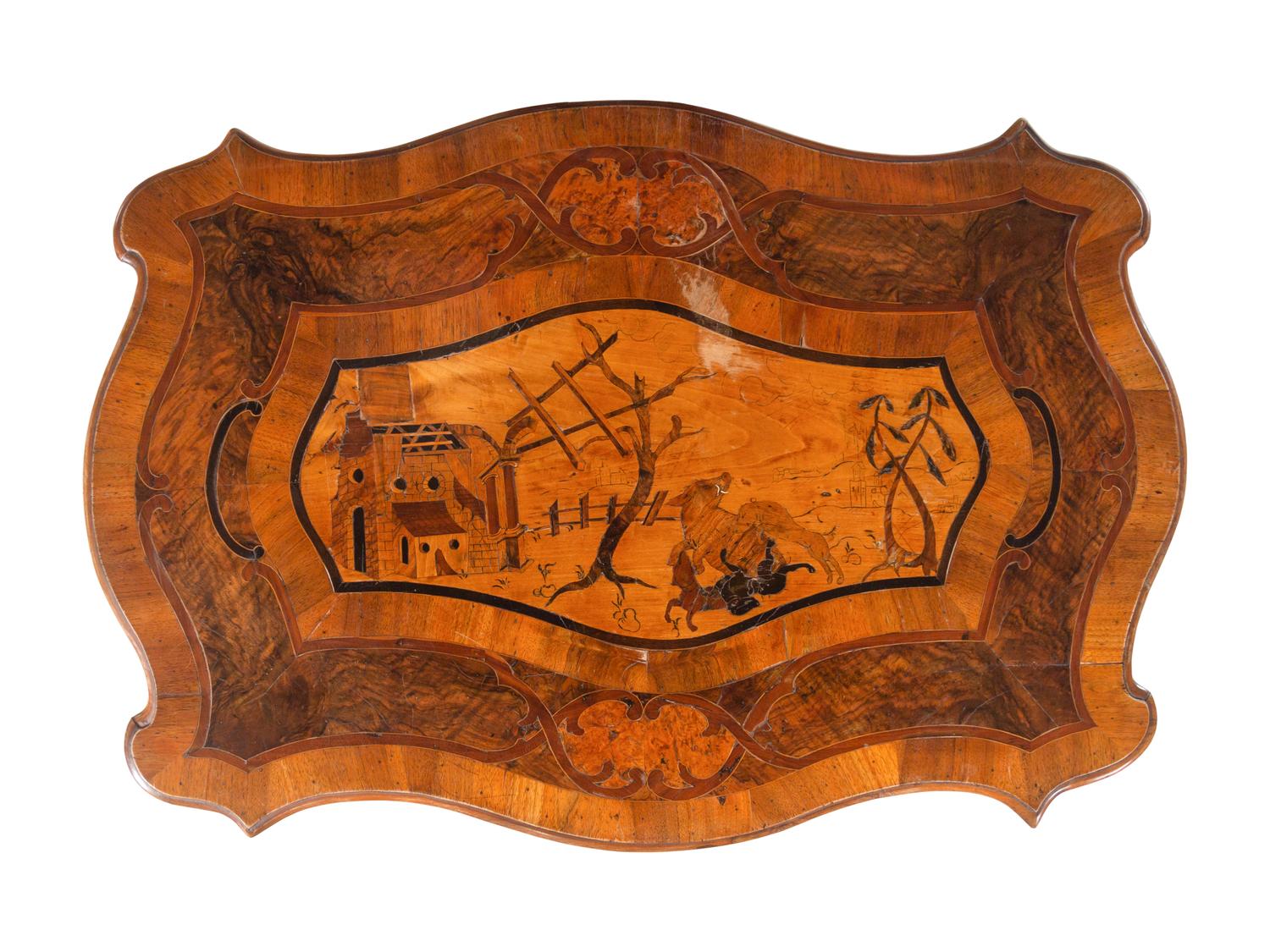 A German or Austrian Walnut and Marquetry Table