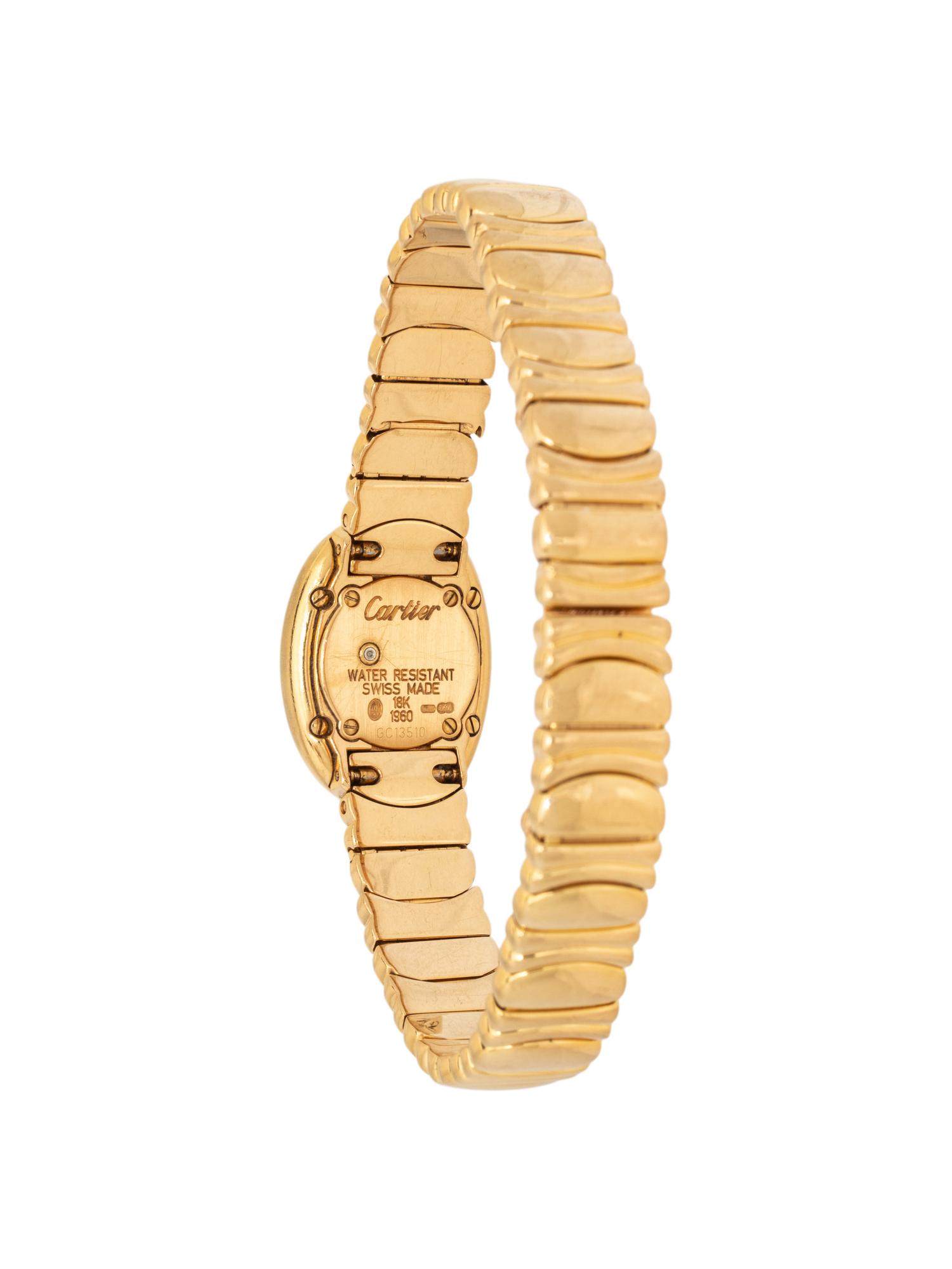 CARTIER, REF. 1960 YELLOW GOLD ‘BAIGNOIRE’ WATCH