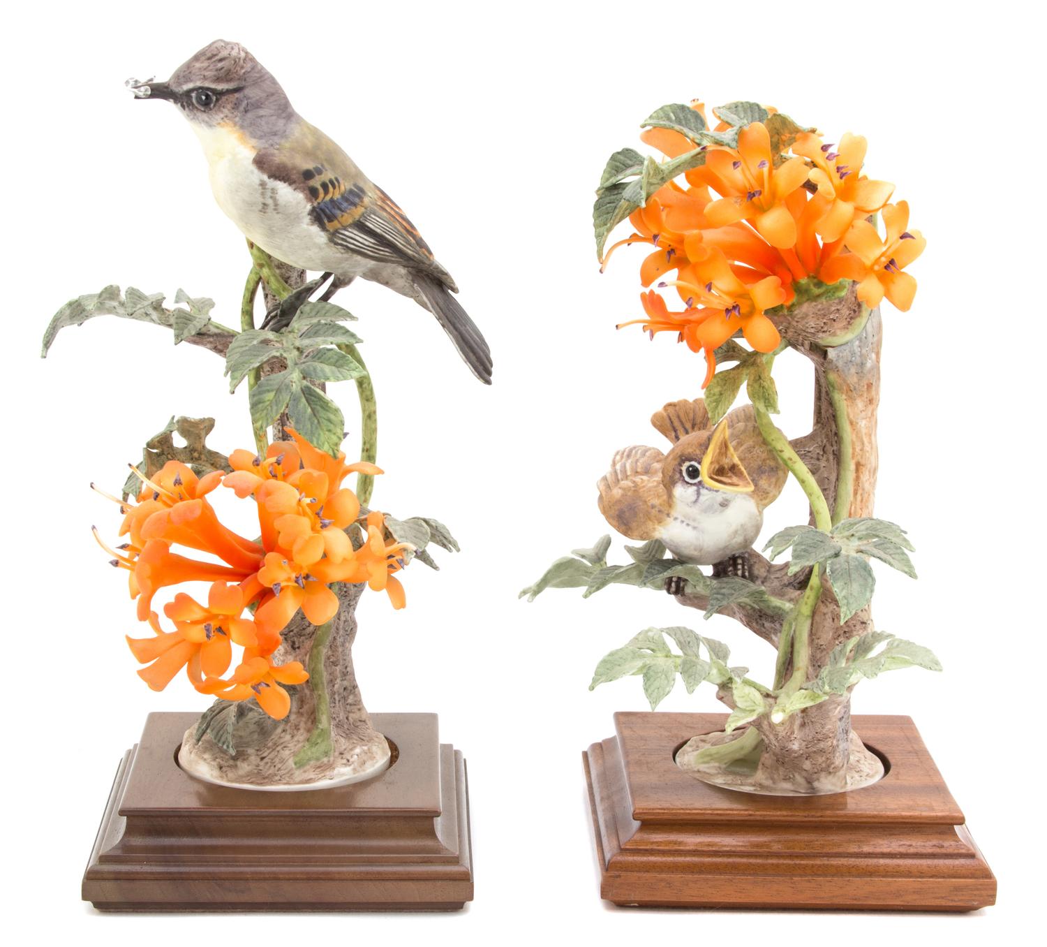 A Pair of Royal Worcester Porcelain Pheobe Sayornis Height 10 inches. — 20TH CENTURY