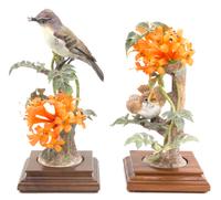 A Pair of Royal Worcester Porcelain Pheobe Sayornis Height 10 inches. — 20TH CENTURY