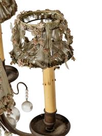 An Iron and Glass Six-Light Chandelier