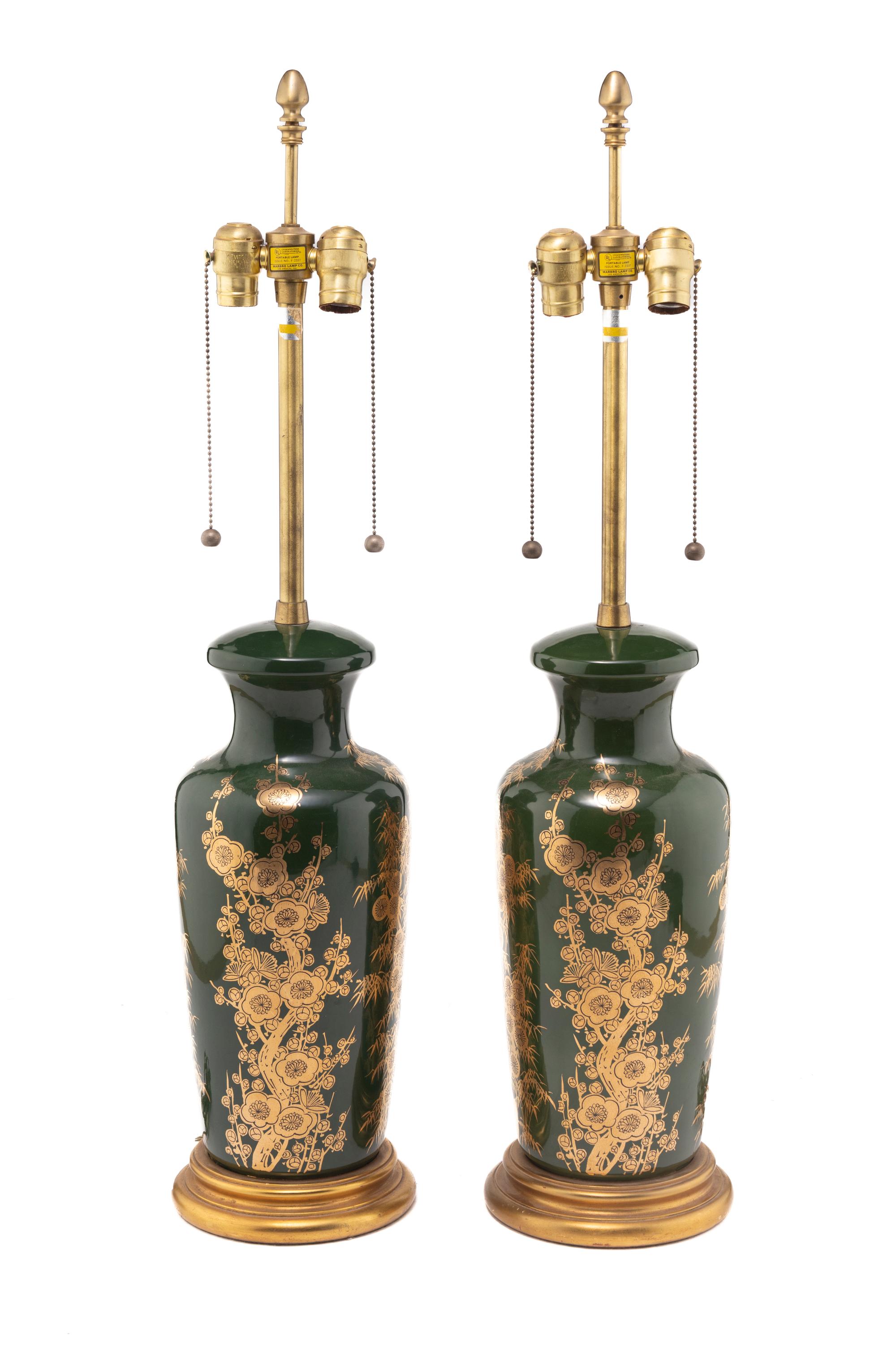 Pair of Floral Table Lamps, c. 1970
