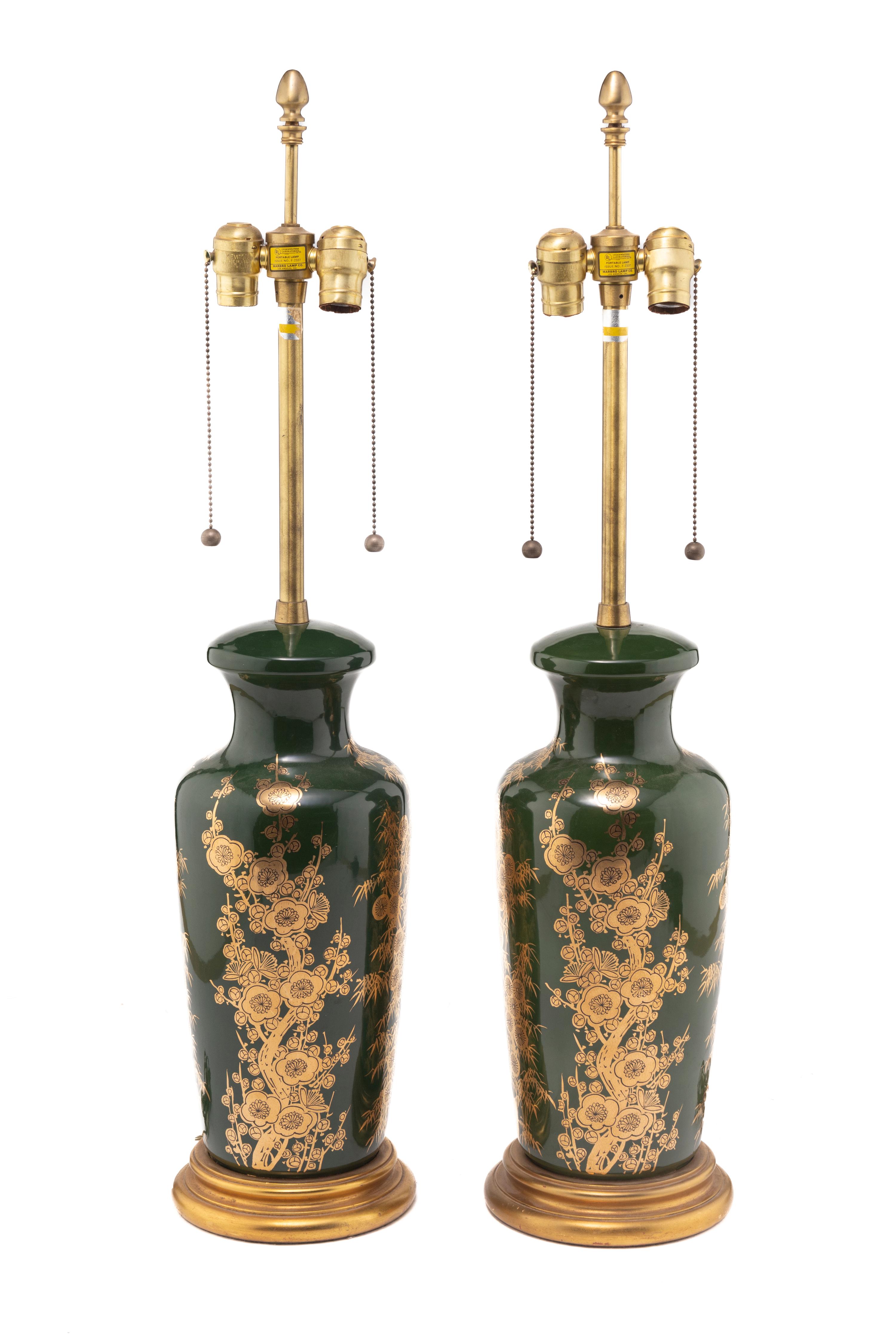 Pair of Floral Table Lamps, c. 1970