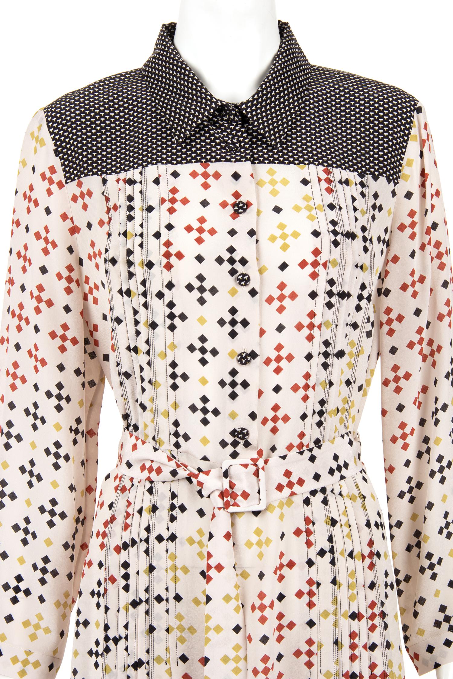 Two Bottega Veneta Silk Printed Dresses with Belts