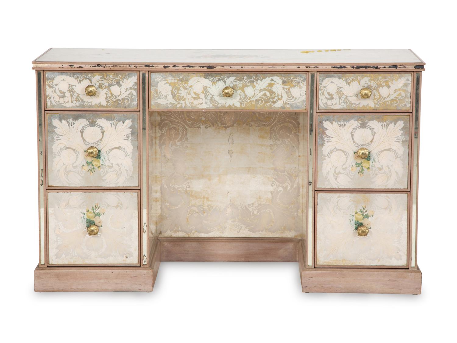 A French Eglomise Mirrored Desk