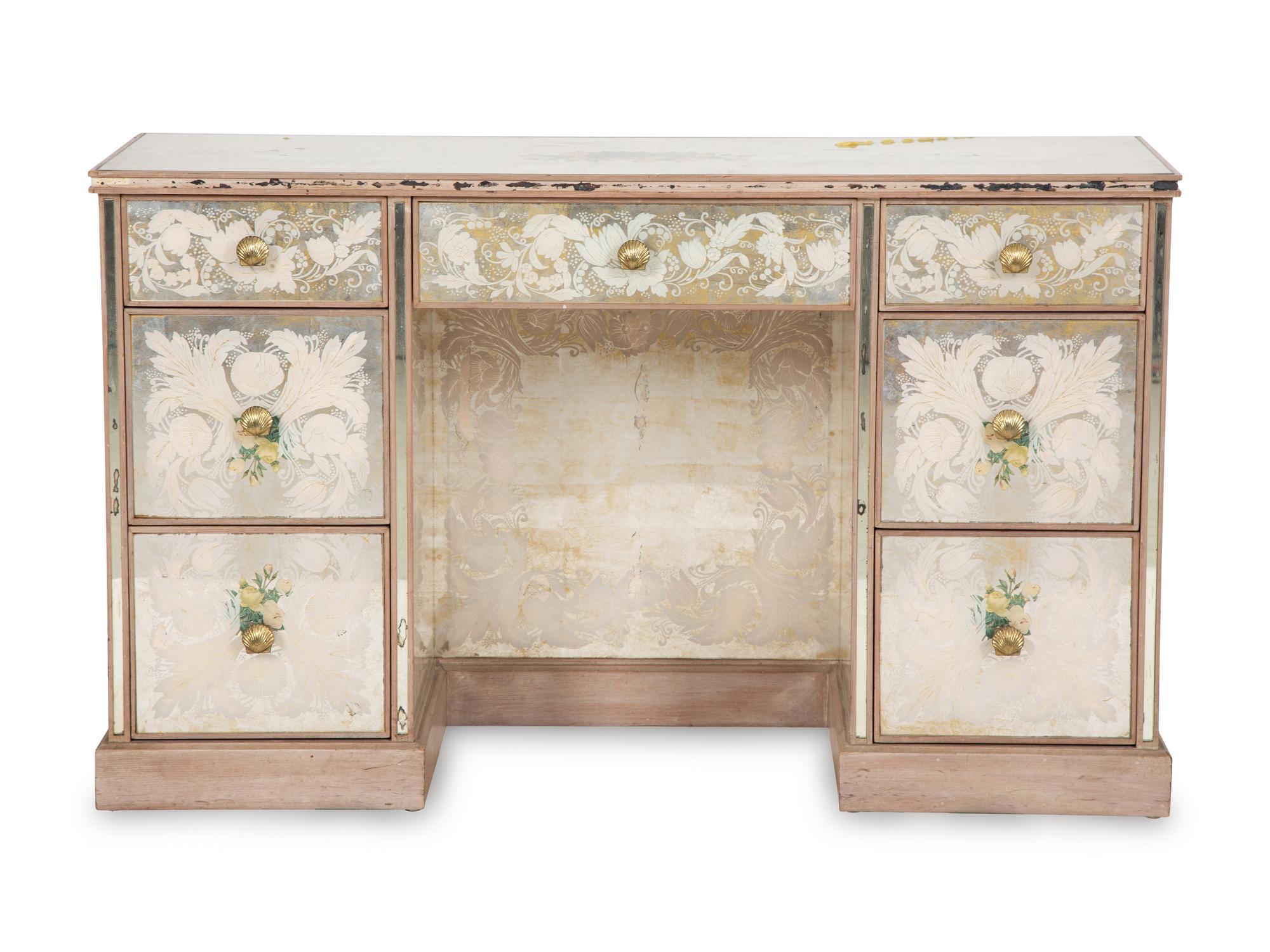 A French Eglomise Mirrored Desk
