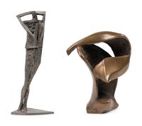 A Brass Easel and a Steel Occasional Table