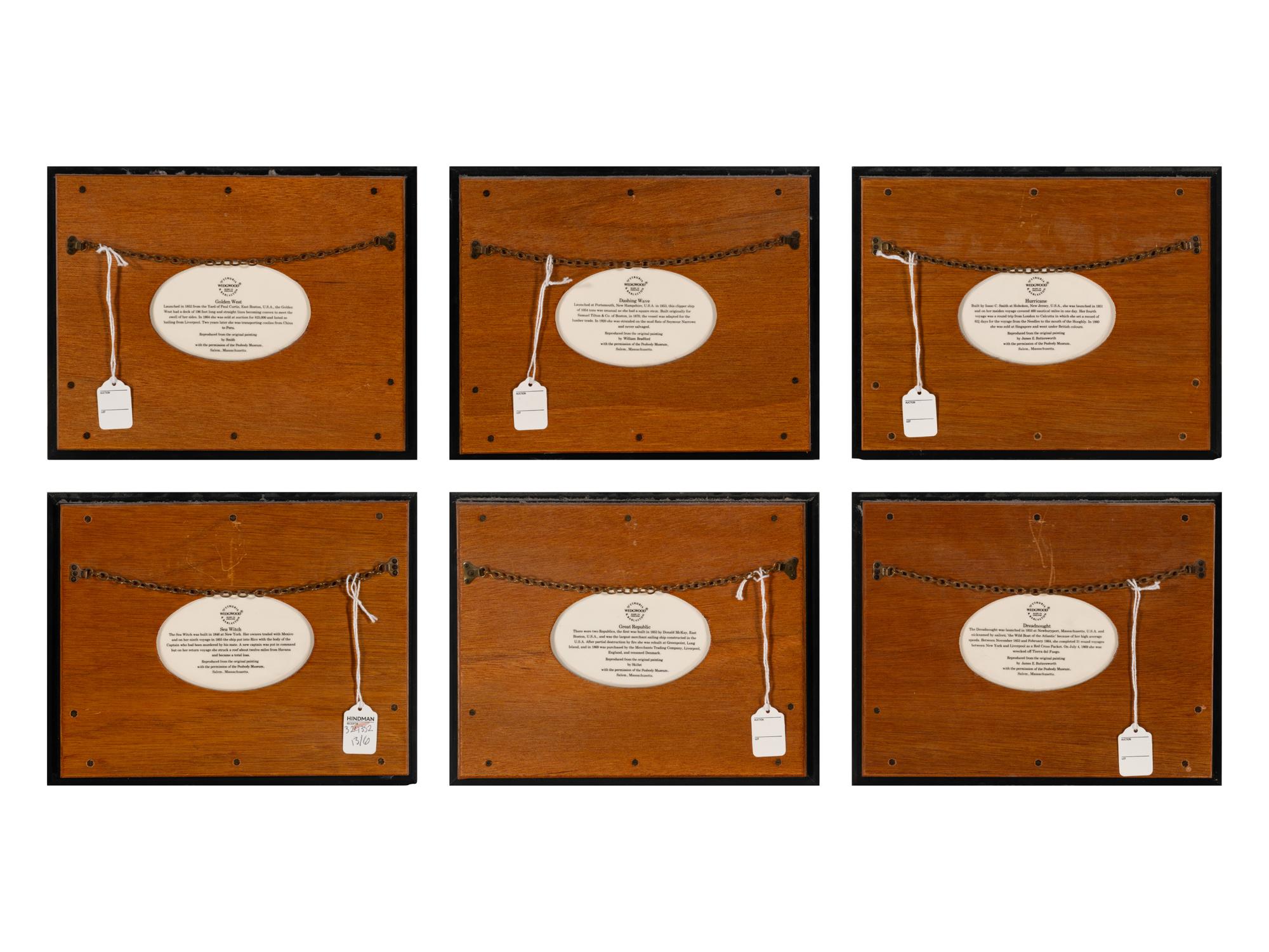 A Set of Six Wedgwood Clipper Ship Plaques
