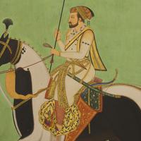 A Painting of the Mughal Emperor Shah Jahan Astride His Stallion, India, Rajasthan, 20th Century