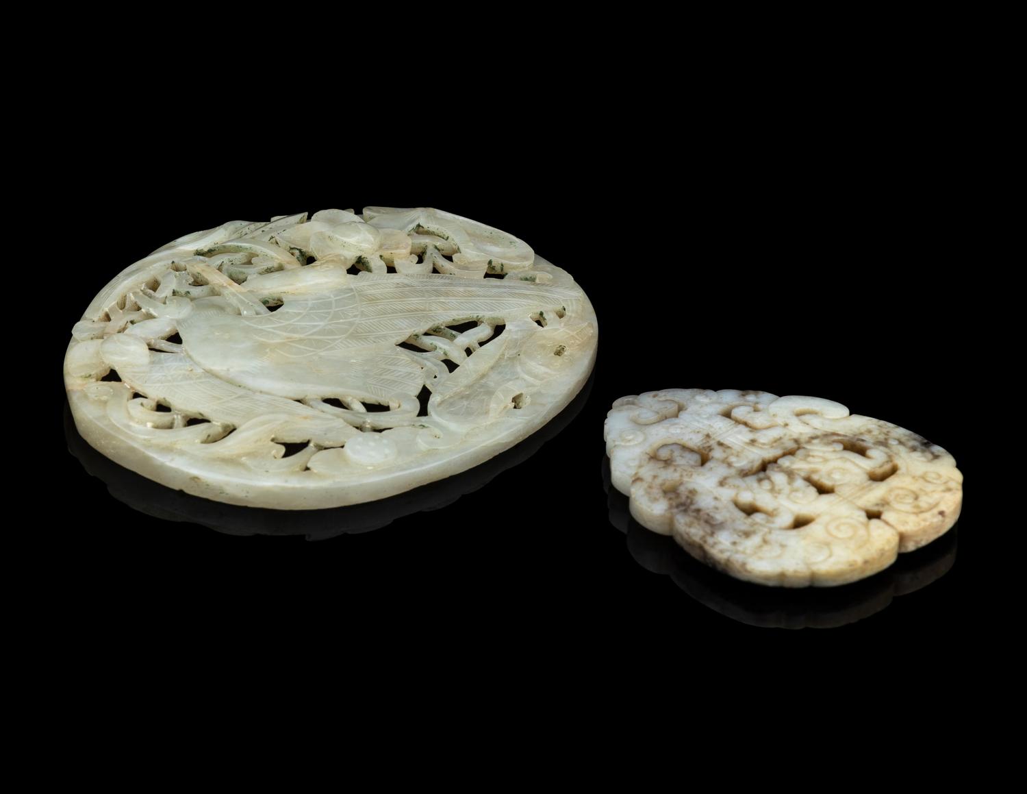 Two Carved Jade Plaques