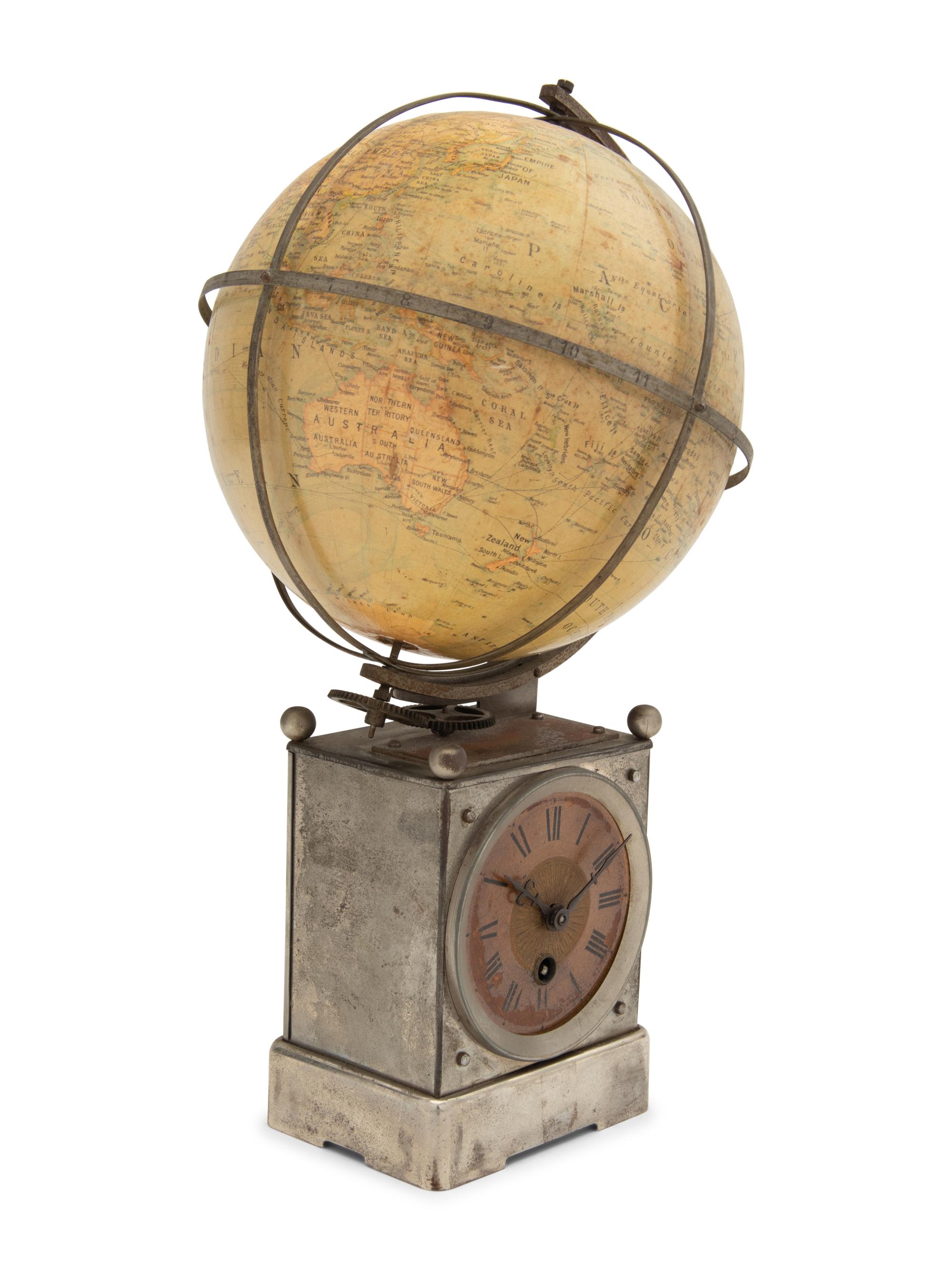 An American Globe Mounted Mantel Clock