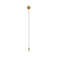 ANTIQUE, YELLOW GOLD AND METAL PLIQUE-A-JOUR HATPIN