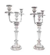 A Pair of Silver-Plate Three-Light Candelabra