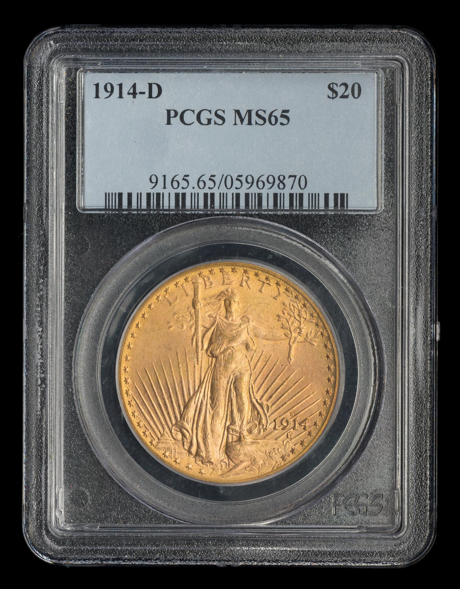 A United States 1914-D St. Gaudens $20 Gold Coin