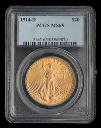 A United States 1914-D St. Gaudens $20 Gold Coin