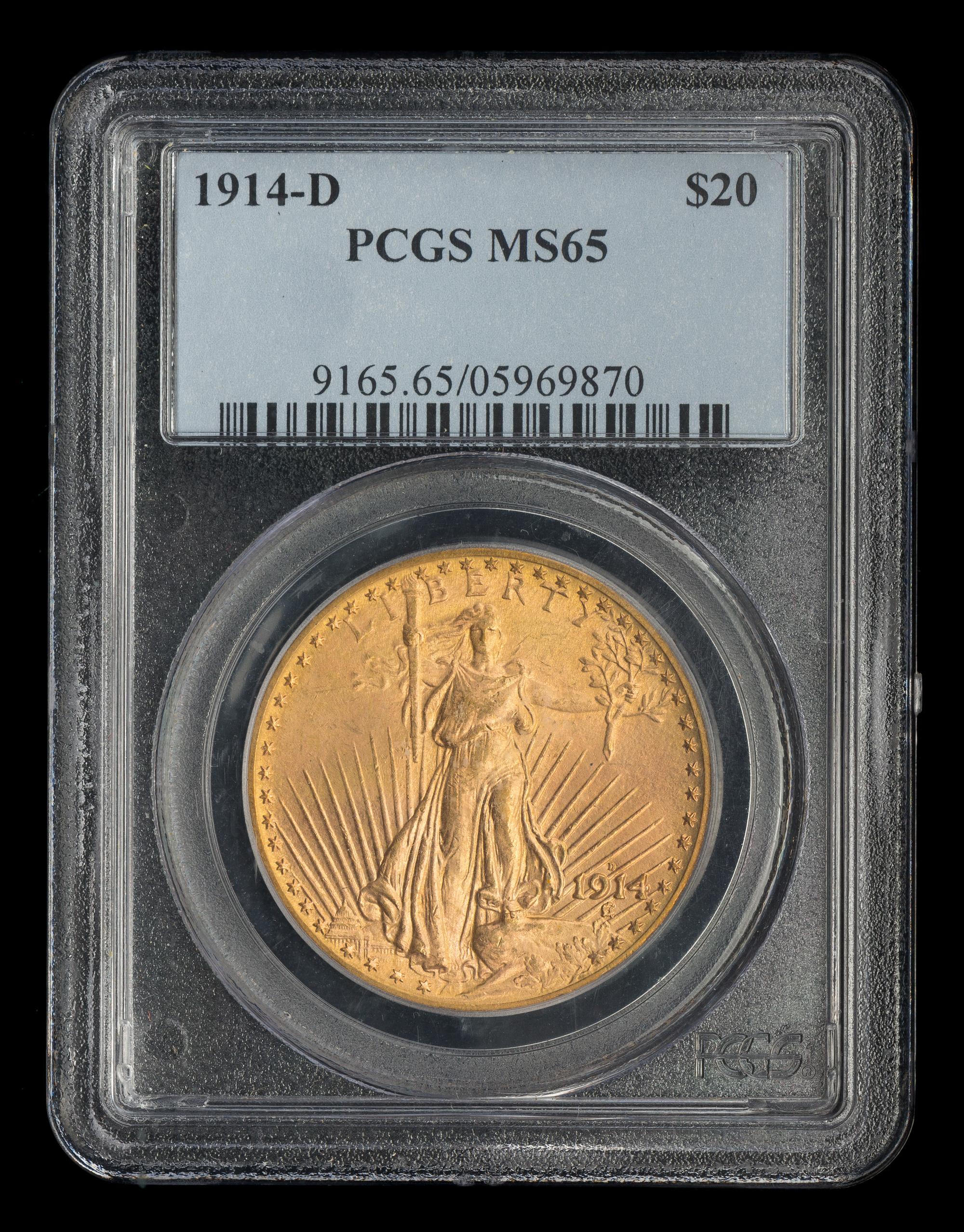 A United States 1914-D St. Gaudens $20 Gold Coin