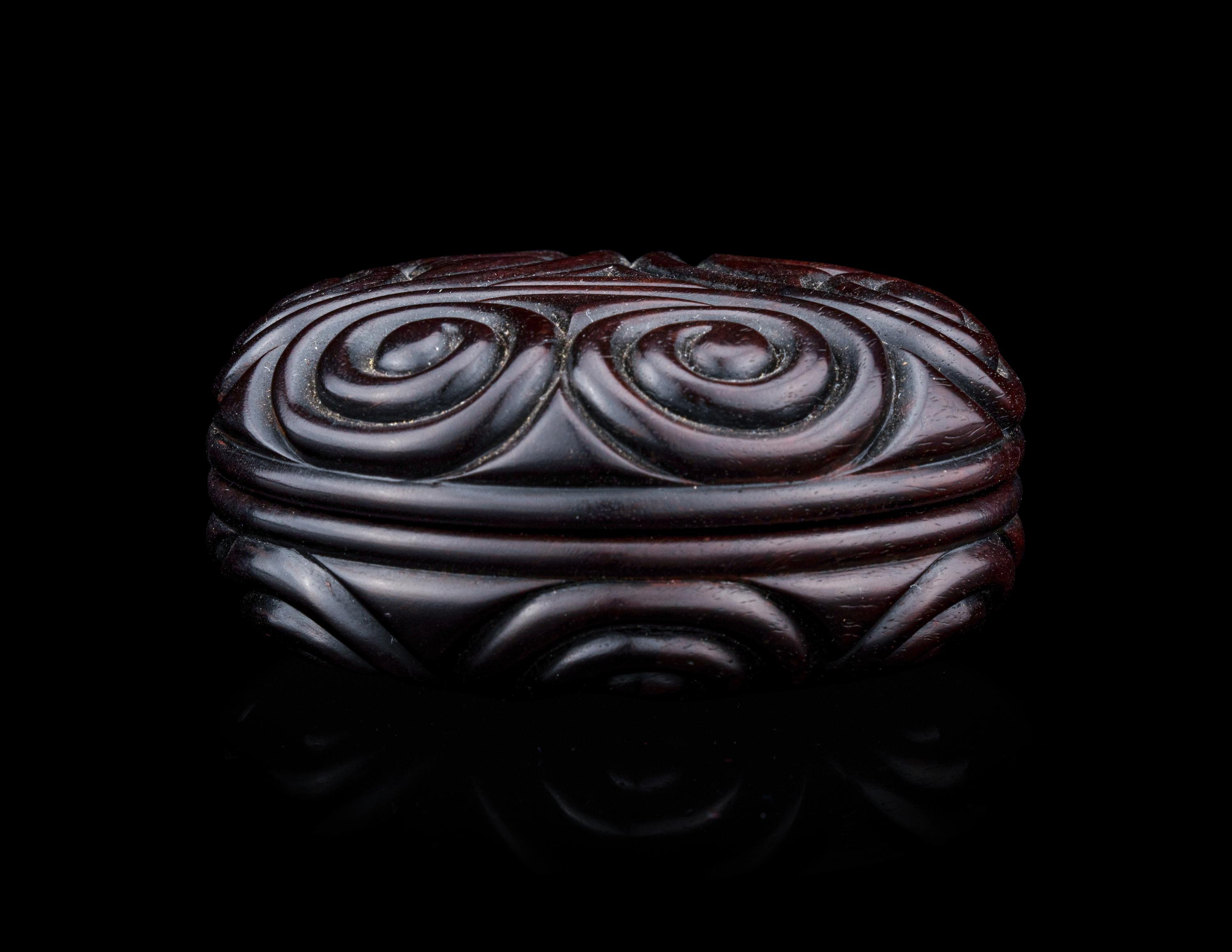 A Carved Zitan Wood 'Ruyi' Covered Box