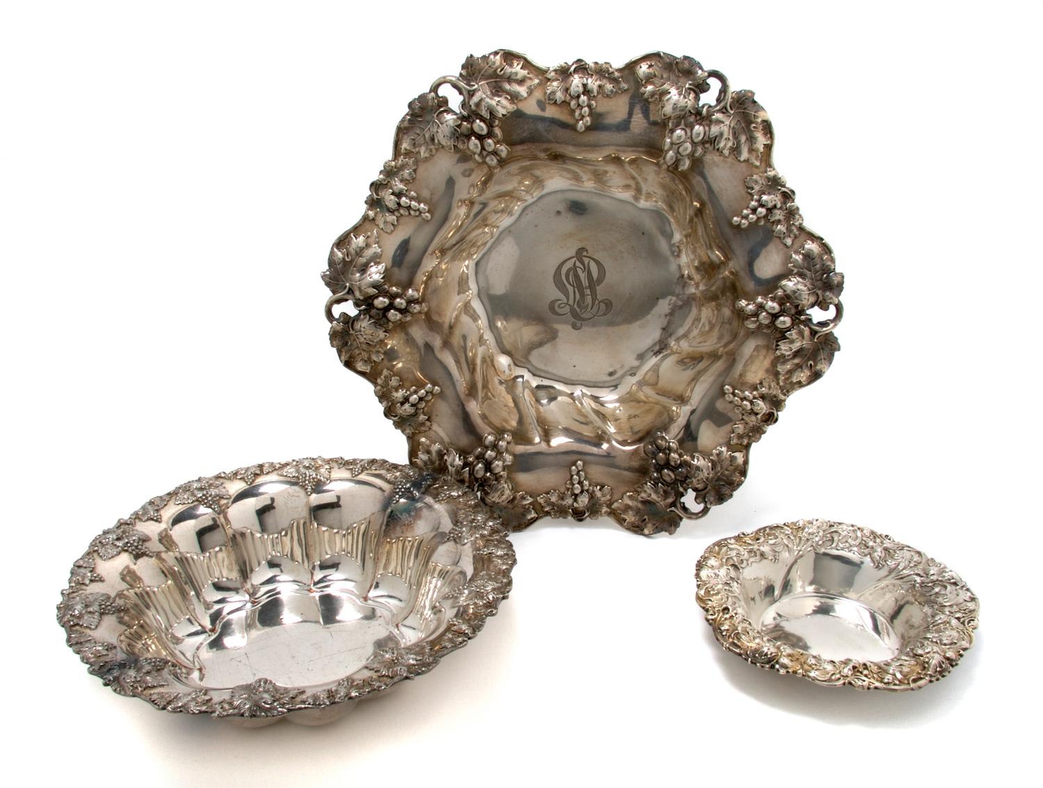 A Group of Two American Sterling Silver Bowls, Diameter of first 14 1/4 inches.