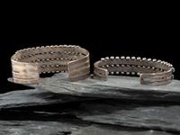 Zuni or Navajo Silver and Turquoise Cluster Cuff Bracelets
