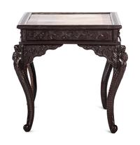 A Japanese Carved and Brass Inset Desk