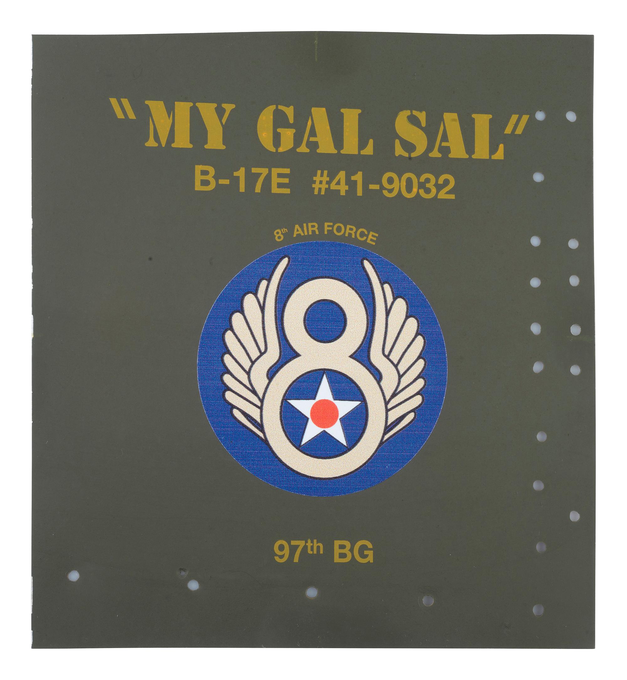 [WWII]. Salvage piece from B-17 My Gal Sal, plus.