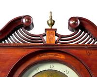A Federal Carved And Inlaid Walnut and Cherrywood Tall Case Clock