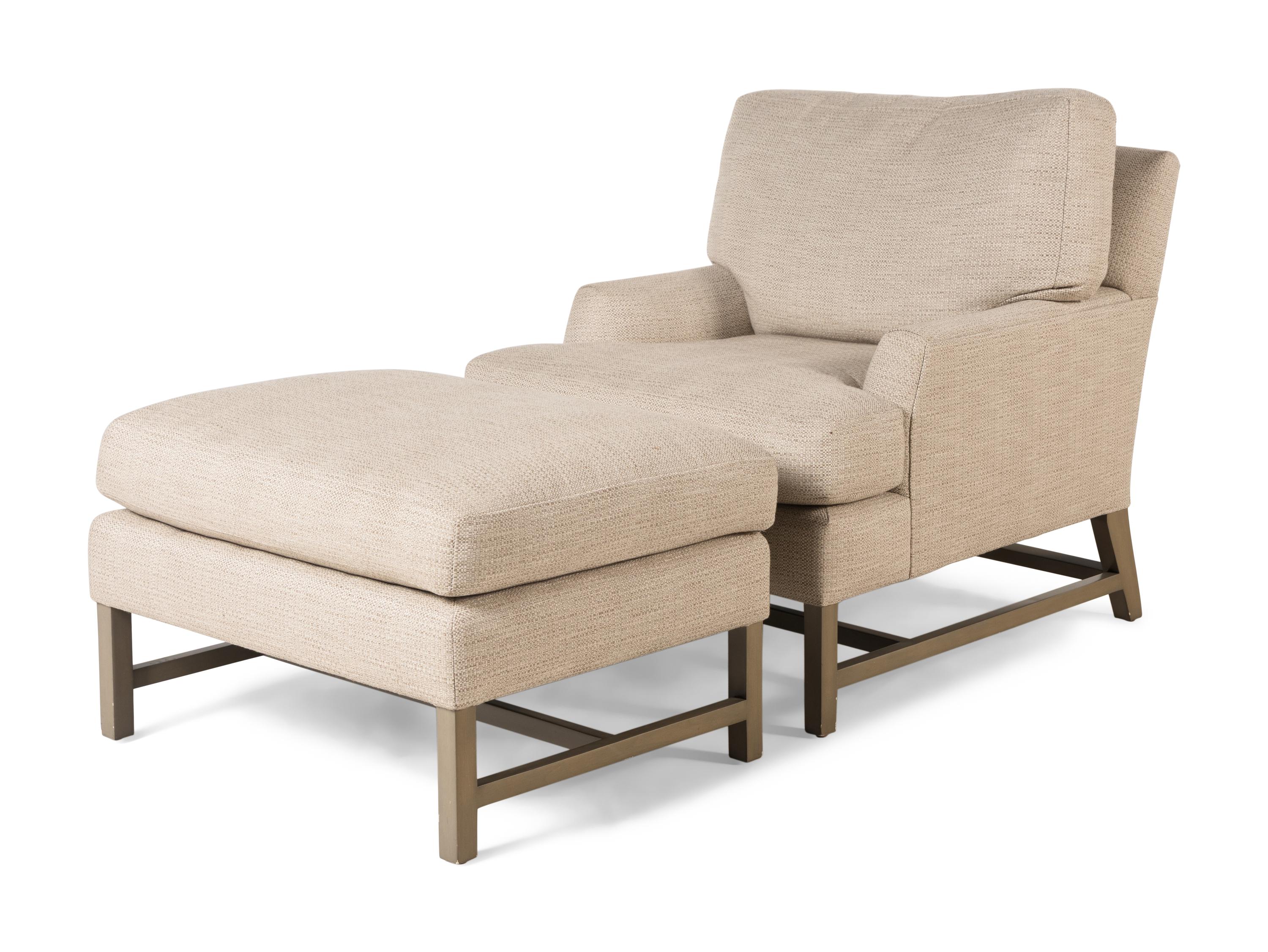 A Pair of A. Rudin Armchairs and Ottomans