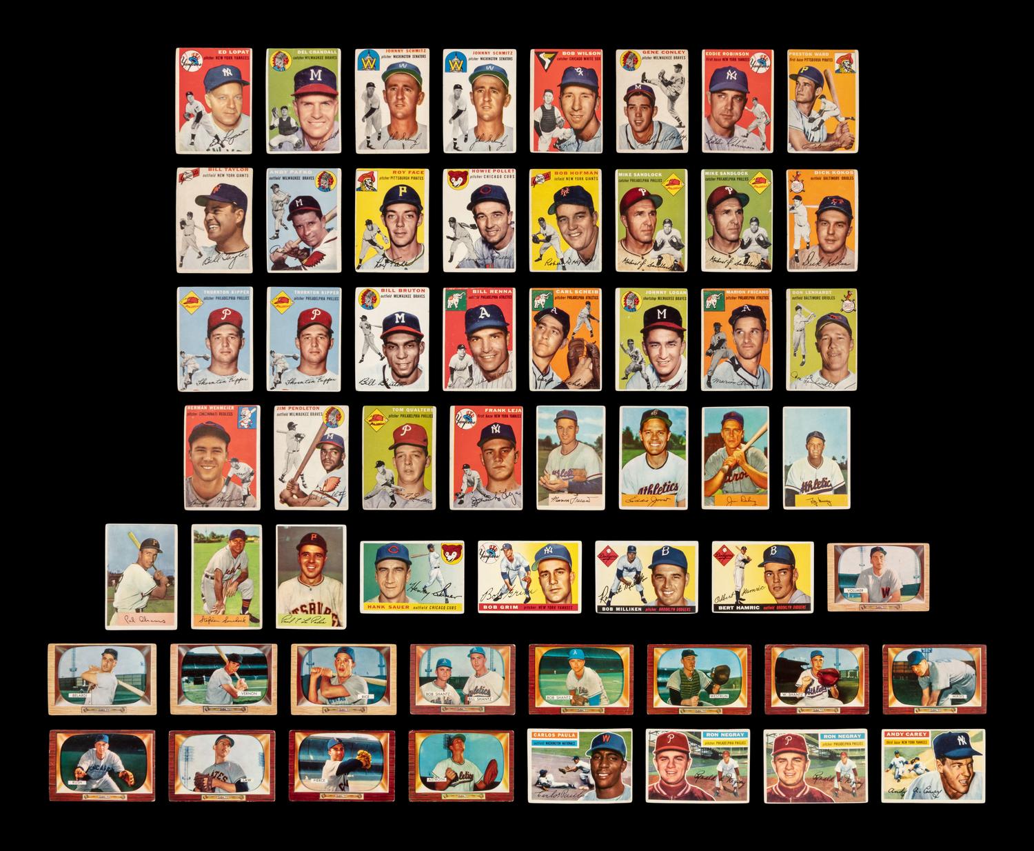 A Collection of 1954-56 Topps and Bowman Baseball Cards (166)