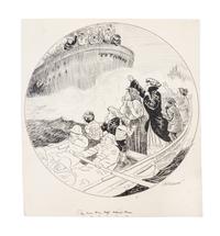 (CARICATURES) MCCUTCHEON, JOHN T. Three original illustrations, including The Titanic.