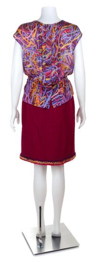 A Chanel Raspberry Wool Boucle Skirt Suit Ensemble, Size 40.