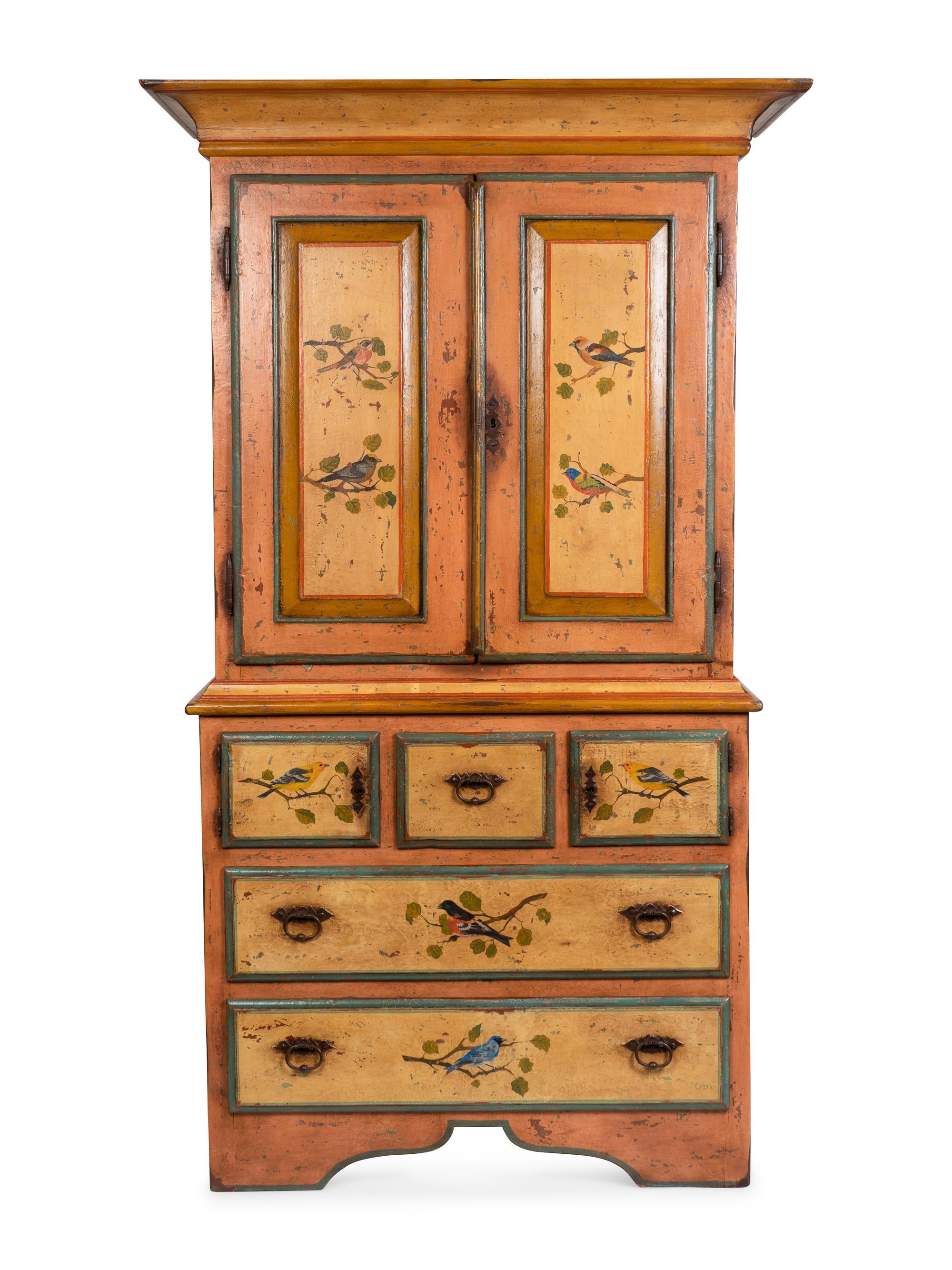 A Swedish Polychromed Linen Press — 20TH CENTURY