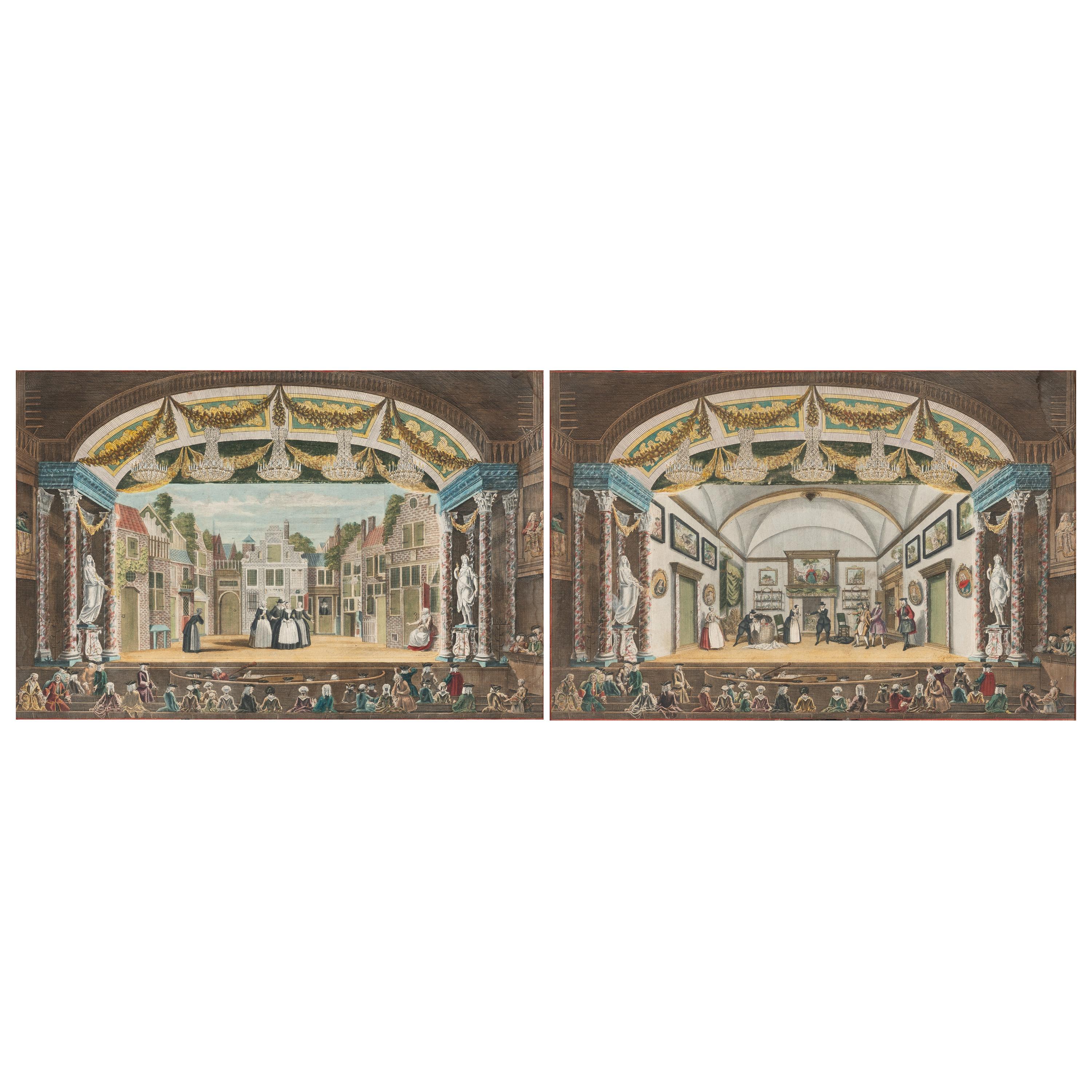 A Pair of Dutch Hand Colored Engravings (19th Century)